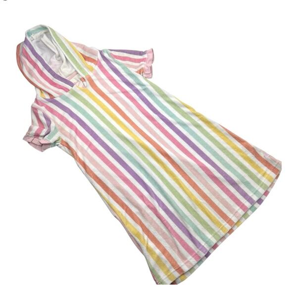 RuffleButts Pastel Rainbow Striped Hooded Swim Terry Coverup - Picture 1 of 6